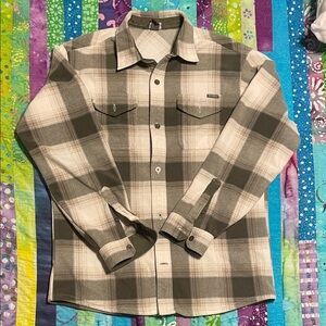 Eddie Bauer Green and Cream Plaid Men's Shirt